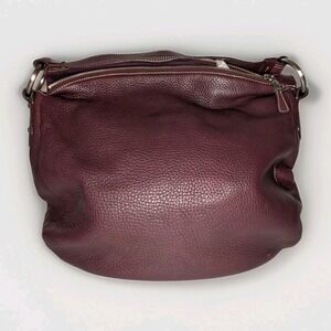 Talbots Oxblood Pebbled Leather Hobo Shoulder Bag Gold Hardware Classic Preppy